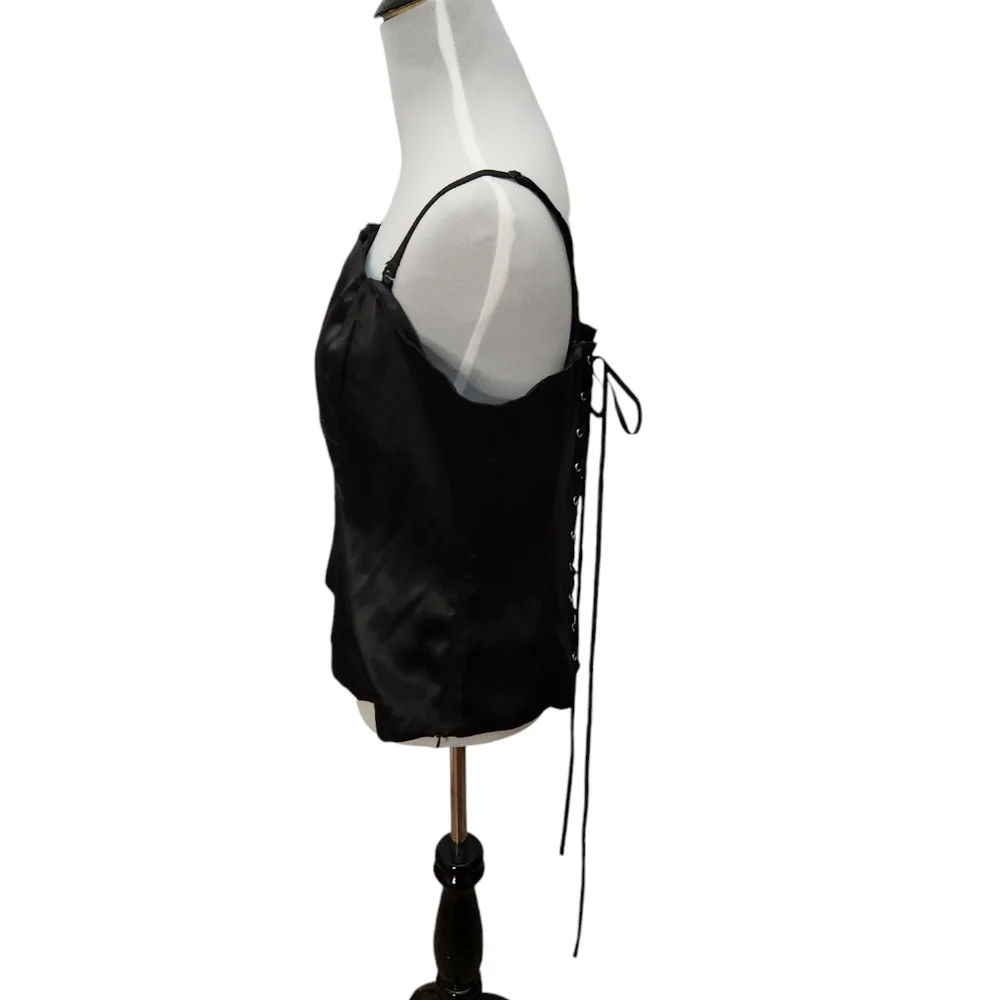 Venus Black Corset‎ with Brooch Applique and Lace Up Back Size 12